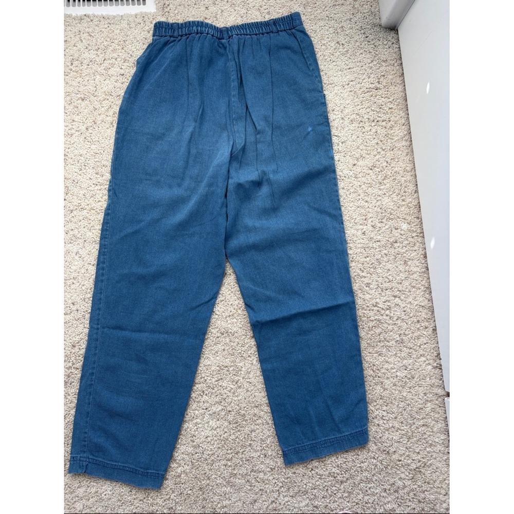 Stephanie Koret Pants Medium Blue High Rise Elastic Waist Straight Leg Denim - Picture 4 of 4